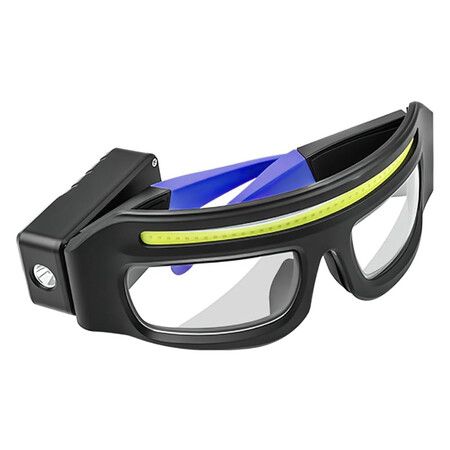 LED glasses rechargeable headlight glasses with motion sensor and touch control for running camping, fishing, cycling, hiking, Blue