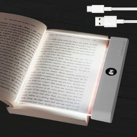 Book Light, Rechargeable Reading Lights for Books in Bed, Eye Caring 3 Color Temperatures, Portable Flat Book Light for Book Lovers, White