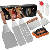 8Pcs Griddle Accessories Kit,Heavy Duty Stainless Steel Grill Spatula Set for Grill Griddle Hibachi Flat Top Outdoor Cooking BBQ