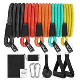 Resistance Bands Set 14 Pieces Anti-Snap Resistance Band Exercise with Handles Door Anchor,Ankle Straps,Training Manual and Carrying Bag