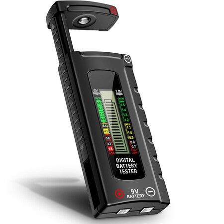 Digital Battery Tester Easy Read LCD Display No Battery Required Universal Household Battery Checker for Size AA AAA C D 9V 1.5 Cell
