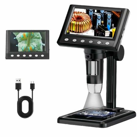 Digital Microscope with 4.3In LCD Screen,1000X USB Coin Magnifier,1080P HD,8 Adjustable LED Lights,Compatible with Windows & Mac,Rechargeable