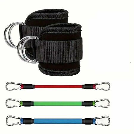 Leg Training Elastic Rope Gym Equipment, Exercise Yoga Workout, Ankle Straps with Cuffs (Pack of 5)