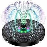Solar Fountain Water Pump with 7 Color LED Lights,3W Solar Water Fountain with 1500mAh Battery and 7 Nozzles,Floating Solar Powered Water Fountain Pump