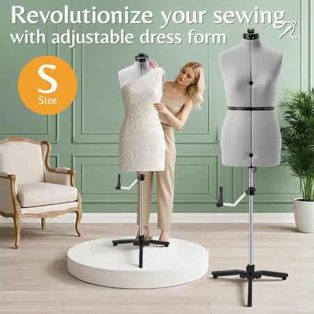 Dressmakers Mannequin Female Adjustable Sewing Manikin Dress Form Tailor Pinnable Body Torso Fashion Dummy Model Craft Woman Clothes Display S Size