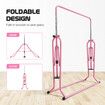 Kids Gymnastics Bar Training Climbing Frame Playground Home Gym Workout Horizontal Sports Monkey Kip Height Adjustable Folding Expandable Pink TPE Mat