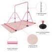 Kids Gymnastics Bar Training Climbing Frame Playground Home Gym Workout Horizontal Sports Monkey Kip Height Adjustable Folding Expandable Pink TPE Mat