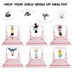 Kids Gymnastics Bar Training Climbing Frame Playground Home Gym Workout Horizontal Sports Monkey Kip Height Adjustable Folding Expandable Pink TPE Mat