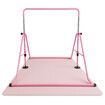 Kids Gymnastics Bar Training Climbing Frame Playground Home Gym Workout Horizontal Sports Monkey Kip Height Adjustable Folding Expandable Pink TPE Mat