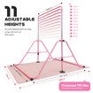 Kids Gymnastics Bar Training Climbing Frame Playground Home Gym Workout Horizontal Sports Monkey Kip Height Adjustable Folding Expandable Pink TPE Mat