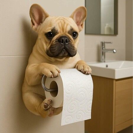 Cute Dog Toilet Paper Roll Holder, 3D Animal Towel Holder Wall Mount Tissue Paper Roll Storage Stand for Bathroom Decor