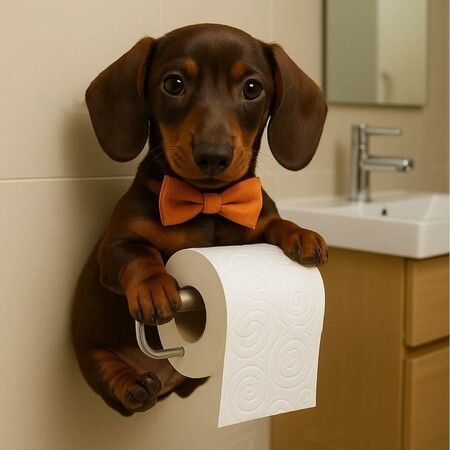 Cute Dog Toilet Paper Roll Holder, 3D Animal Towel Holder Wall Mount Tissue Paper Roll Storage Stand for Bathroom Decor