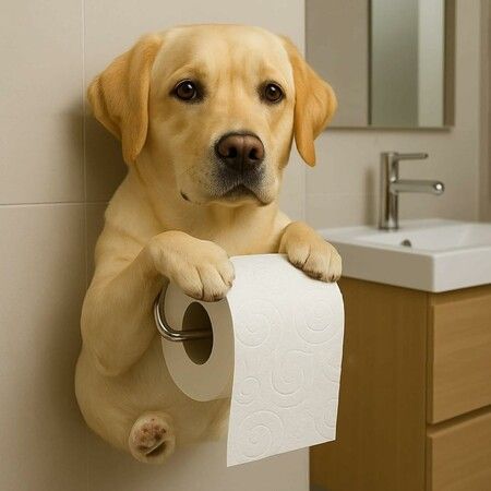 Cute Dog Toilet Paper Roll Holder, 3D Animal Towel Holder Wall Mount Tissue Paper Roll Storage Stand for Bathroom Decor