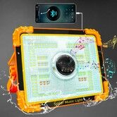 Protable Led Work Light Rechargeable Solar Camping Light with Bluetooth Speaker,7 Lighting Modes COB Flood Light with Magnetic for Job Site,Car Repairing