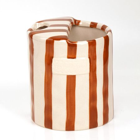 Coffee Mug Espresso Cup 10oz Ceramic Coffee Mugs Porcelain Coffee Cup Hand-Painted Striped Art Multiple Use for Kitchen,Brown