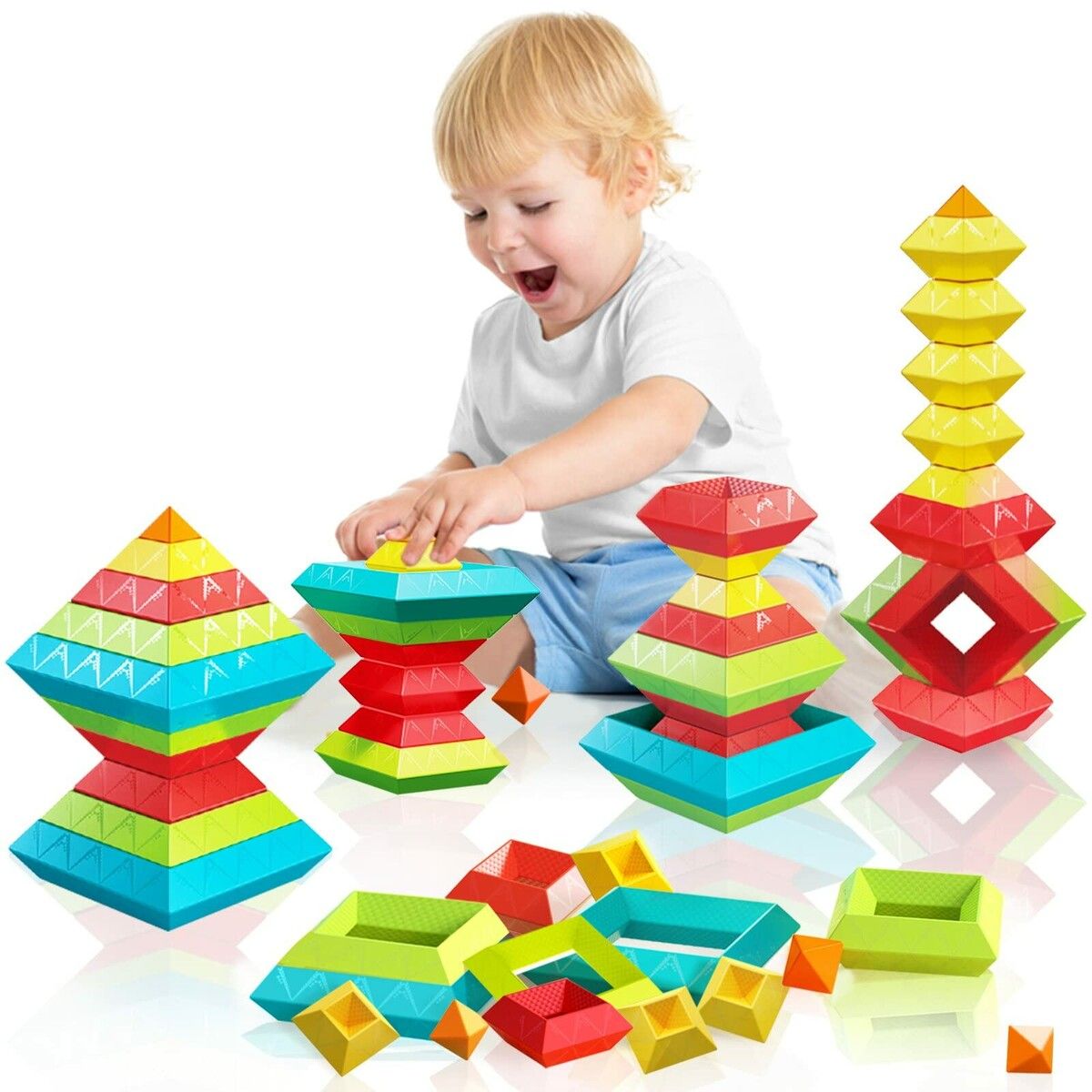Montessori Stacking Building Blocks Toys,Educational Stem Sensory Toys ...