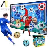 Soccer Ball Game Mat Set Soccer Ball Backyard Toss Soccer Goal Game with 2 Balls,1 Flannel Target Gift for 3+ Year Old Boy Toys Birthday Christmas