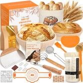 37 Pcs Sourdough Starter Kit for Beginners Bread Baking Supplies Bread Making Tools 9 Inch Round 10 Inch Oval Banneton Bread Proofing Basket Set