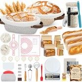 38 Pcs Sourdough Starter Kit Cotton Rope Banneton Bread Proofing Basket with Sourdough Starter Jars,10 Inch Round Oval Proofing Basket with Liners Covers