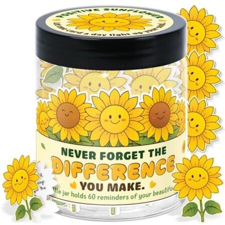 60 Sheets Funny Positive Messages Sunflower Cards Jar Emotional Support Affirmation Cards Mini Inspirational Sunflower Card