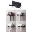 Universal Hair Dryer Holder,Blow Dryer Hanger Wall Mount for Hair Dryer Hook with Plug Cord Organizer Self Adhesive (2 Pack Black)