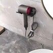 Universal Hair Dryer Holder,Blow Dryer Hanger Wall Mount for Hair Dryer Hook with Plug Cord Organizer Self Adhesive (2 Pack Black)