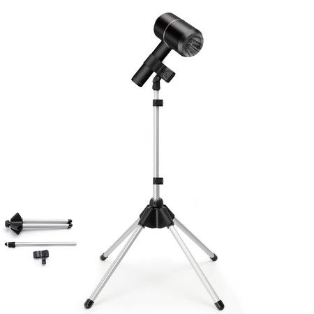 Adjustable Hair Dryer Stand,29-59 Inch Hair Dryer Holder with Tripod and Universal Clip,360 Degree Rotating Blow Dryer Stand