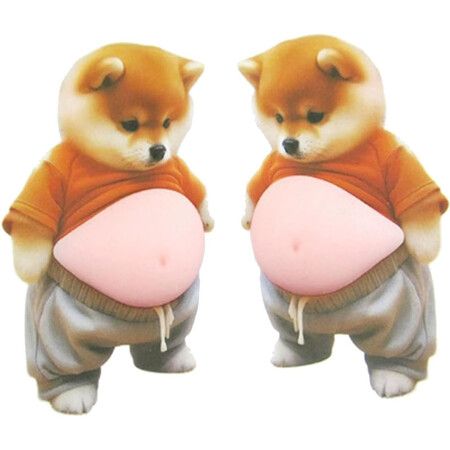 Dog Belly Sticker Stress Relief Fidgety Toy, Anti-Scratch Protection Stickers, 2D Soft Belly Pinch Toys for Car Door & Fridge Door (Style A)
