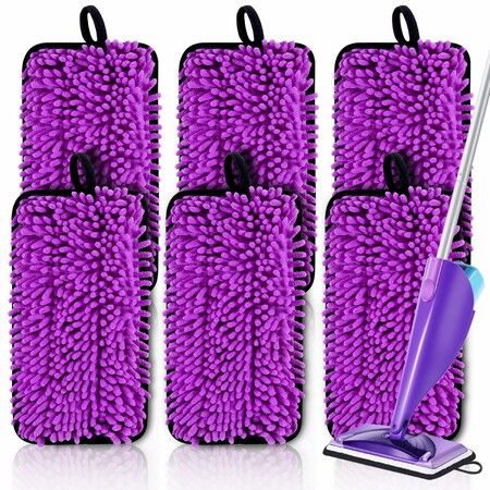 6 Pack Reusable Mop Replacement Pads Compatible with Swiffer Wet Jet Spray Mop,Wet Jet Refills for Swiffer 10-12 inch Pads for Dry Wet Mopping Cloths