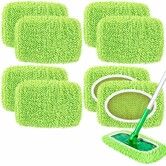 8 Pack Reusable Mop Replacement Pads Compatible with Swiffer Sweeper Microfiber Chenille Washable Mop Pads Dry Wet Sweeping Mopping Cloths(Green)