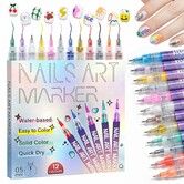 Nail Art Pens 12 Colors Nail Art Markers Set - Painting Polish Pen with 0.5mm Fine Tip, Quick-Dry  Gifts for Her DIY Home Salon