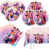 Demon Movie Hunters Party Tableware,20 Plates and 20 Napkins and Tablecloth 180 x 108cm Demon Movie Hunters Party Birthday Party Decorate Supplies