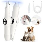 Dog Paw Trimmer with LED Light 2 in 1 Dog Grooming Kit Cordless Pet Nail Trimmers Grinder with 3 Ports for Small Medium Large Dogs Pet Electric Trimmer