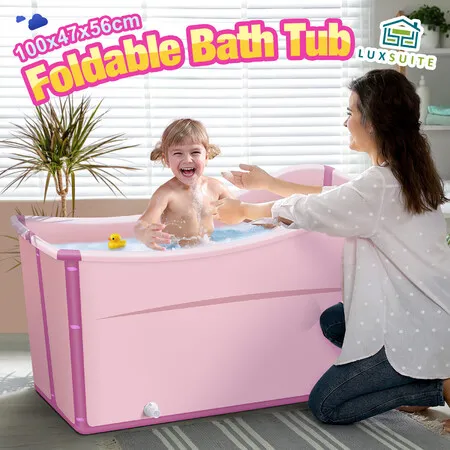 Large Foldable Bath Tub Bathroom Soaking Freestanding Plastic Portable Collapsible Modern Shower Bathtub Bucket for Baby Children Adult 100x47x56cm