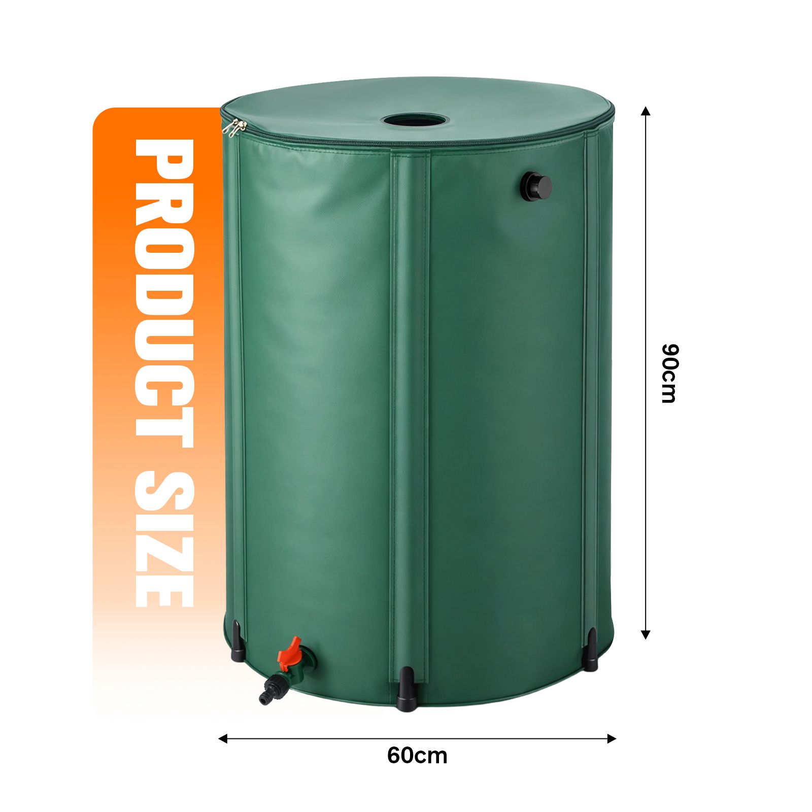 255L Water Tank Barrel Portable Rainwater Storage Collection System Collapsible Bucket Container Catcher Caravan Hydroponic Outdoor Garden Harvesting