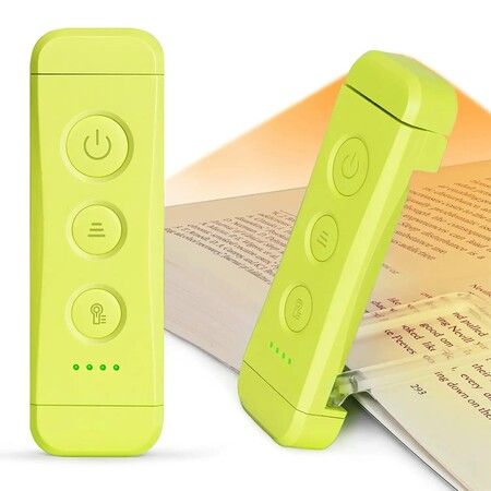 USB Rechargeable Book Light for Reading in Bed,Portable Clip-on LED Reading Light,3 Amber Colors & 5 Brightness Dimmable,Compact & Long Lasting (Yellow)