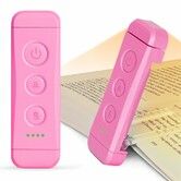 USB Rechargeable Book Light for Reading in Bed,Portable Clip-on LED Reading Light,3 Amber Colors & 5 Brightness Dimmable,Compact & Long Lasting (Pink)