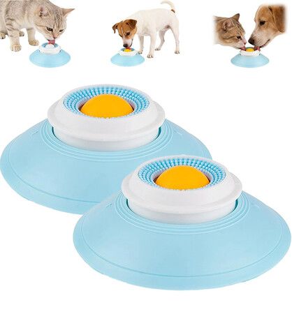 Lick Sphere Dog,Anxieties Relief Slow Feeder Dog Lick Ball Treat Dispenser,Non-Slip Licking Bowl,Enrichment Toys,Suitable for All Types of Dogs/Cats 2Pack