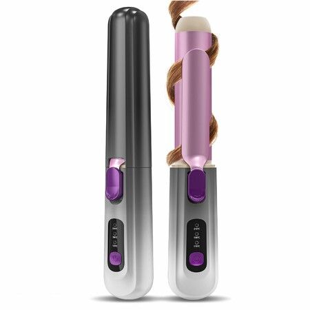 Cordless Curling Iron Travel Hair Curler Portable Heated Wand with Protective Cover Gloves Rechargeable for Big Waves 1.35in Hair Styling Tool
