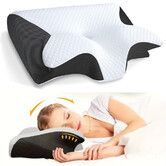 Cervical Neck Pillow for Pressure Relief, Ergonomic Memory Foam Pillow for Side Sleeper Contour Orthopedic Bed Pillow for Neck Support Black