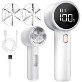 Fabric Shaver,Portable Rechargeable Electric Lint Remover,3 Speeds Adjustable Debobbler,LED Display Bobble Remover,Lint Shaver for Various Fabrics,White