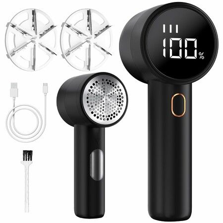 Fabric Shaver,Portable Rechargeable Electric Lint Remover,3 Speeds Adjustable Debobbler,LED Display Bobble Remover,Lint Shaver for Various Fabrics,Black