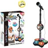 Kids Microphone And Stand,Kids Microphone and Stand Adjustable,Kids Karaoke Sing Musical Toy,Childrens Karaoke Machine With Adjustable Stand Lights,Black