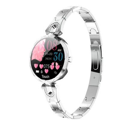 Smart Watch for Women, Smart Wristband with Metal Band, Elegant Fitness Tracker Sleep Monitor Full Touchscreen for iOS Android Phones Silver