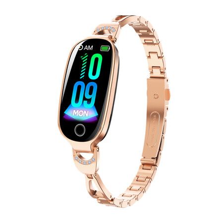 Smart Watch for Women with Metal Band, Elegant Oval Fitness Tracker with Sleep Monitor and Sport Modes, Compatible with Android & iPhone (Golden)