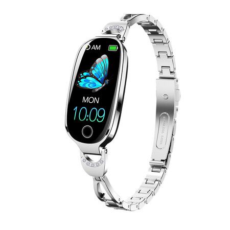Smart Watch for Women with Metal Band, Elegant Oval Fitness Tracker with Sleep Monitor and Sport Modes, Compatible with Android & iPhone (Silver)