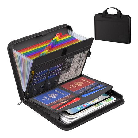 Accordion File Organizer,Fireproof Expanding File Folder with Multi Pockets, 13 Colorful Pockets Document Organizer with Handle and Labels