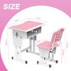 Kids Desk and Chair Set Ergonomic Height Adjustable School Students Study Table Seat Childrens Writing Stationery Bag Open Storage Drawer Side Hook