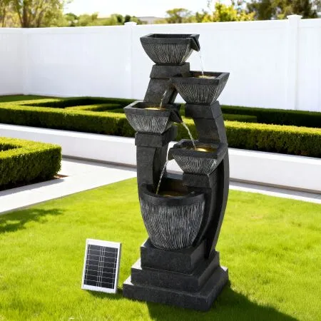 Gardeon Solar Fountain Water Feature Outdoor Fountain Indoor 5-Tier Bowl Cascading Grey