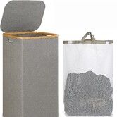 110L Large Laundry Basket with Lid,Handle And Lid,Collapsible Clothes Basket Organizer with Removable Inner Bag for Clothes Toys Towels Color Grey